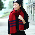 Autumn Winter Unisex British Style Striped Stripes PatchWork Woolen Wool Couples Scarf Female