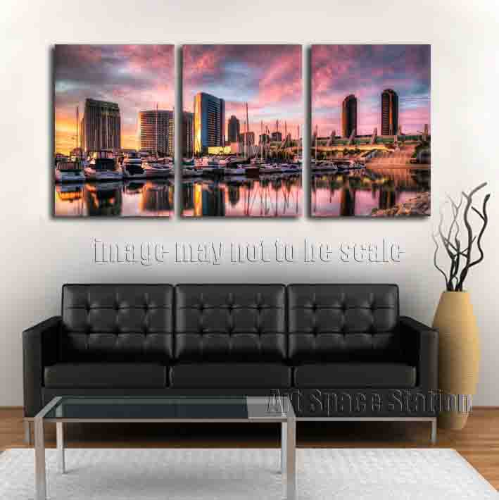 san diego harbor picture sunset landscape canvas prints 3 panel wall art home decor no framed - San Diego Home Decor san diego harbor picture sunset landscape canvas prints 3 panel wall art home decor no framed - San Diego Home Decor