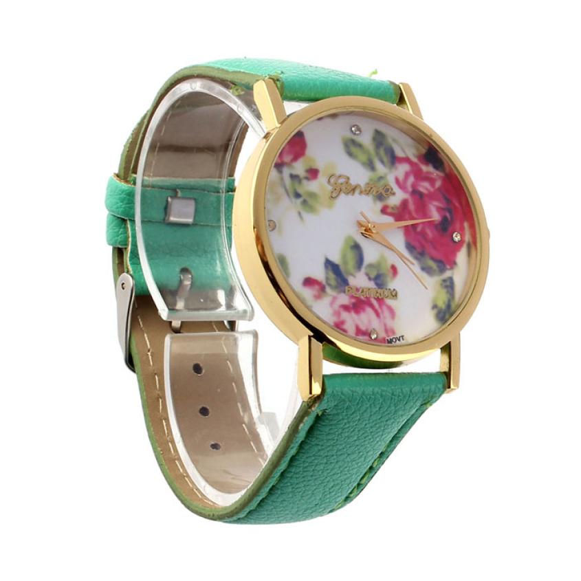 Yoner relojes mujer 2016 marca wholesale lot Fashion Women Leather Rose Flower Watch Quartz Watches Gift wrist watches for women