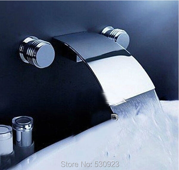 Newly Bathroom Waterfall Widespread Basin Sink Faucet Mixer Tap Chrome Finished Single Handle One Hole Solid Brass Wall Mounted