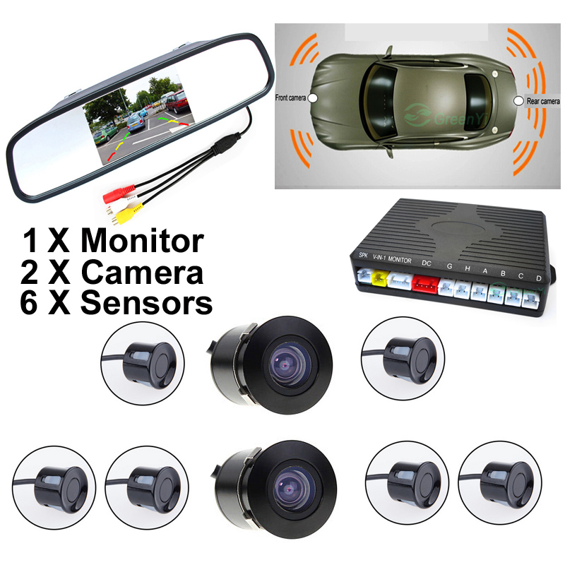 3 in 1 Car Video Parktronic Parking Assist System, 6 Sensors Parking Sensor + 1 Rear&Front View Camera + 4.3 inch Car Monitor 3 in 1 Car Video Parktronic Parking Assist System, 6 Sensors Parking Sensor + 1 Rear&Front View Camera + 4.3 inch Car Monitor