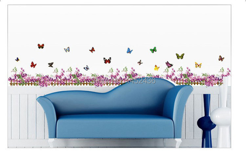 bb8068 new arrival purple butterfly flower fence wall stickers living room bedroom hallway bb8068 new arrival purple butterfly flower fence wall stickers living room bedroom hallway