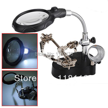 3.5X 12X LED Helping Hand Stand Clip Welded Hold Magnifier Clamp Glass Lens Magnifying Repair Loupe Free Shipping