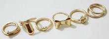 R173 7Pcs Punk Promotion Gold Color Skull Bowknot Heart Nail Simple Band Mid Finger Top Stacking