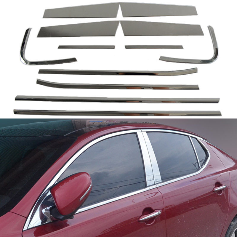 12/6Pcs/Set Car Styling Accesseries Stainless Steel Full Window Trim Strips For Kia K5 Optima 2011 2012 2013 2014 2015