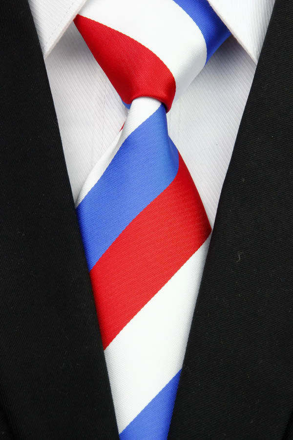 NT0010 Red Blue White Stripe Multi Color Smooth Jacquard Woven Classic type Silk Polyester Man s