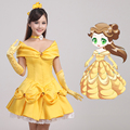 Cosplay Beauty and the Beast Princess Belle Yellow Women Dress Halloween Party Wedding Dress Bride Dress