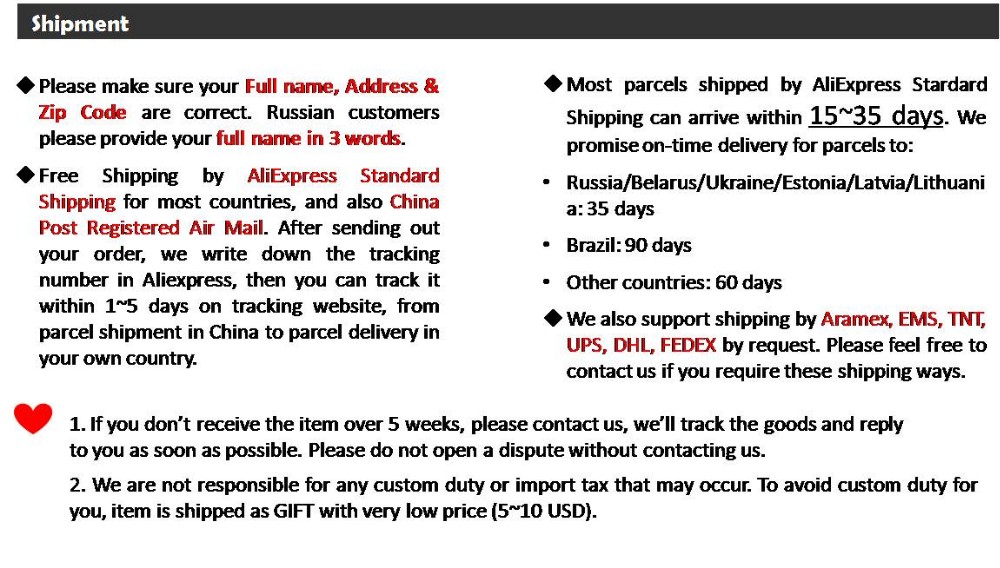 Final  notice 2-Aliexpress standard shipping