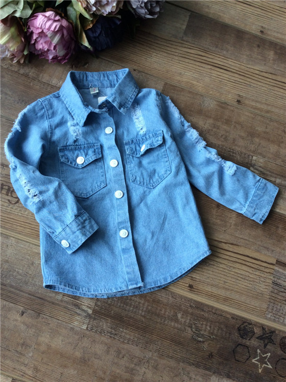 wholesale(5pcs/lot)- 2016 autumn spring demin shirts FOR child girl