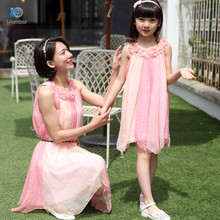 Mother daughter dresses clothes Woman dress Mother and daughter to make Chiffon dress son mother and daughter clothing 20#
