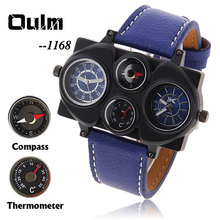 OULM 1168 Cool Military Sport Analog Digital Men s watch with Leather Band Wristwatch Compass and