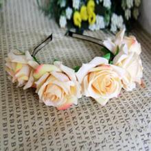 Rose Floral Flower Garland Crown Headband Hair Band Bridal Festival Holiday Headwear