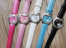 2014 HOT Sale Fashion Cartoon Watch Hello Kitty Watches woman children kids watch Heart-shaped watch. Girls, women’s best gift