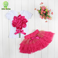 Retail 1 2 years Baby girls suit set 100 Cotton Flowers Vest Tutu Skirt 2 pieces