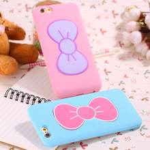 I6 I6 Plus Candy Color Lovely 3D Butterfly Bow Soft TPU Silicon Case For Iphone 6