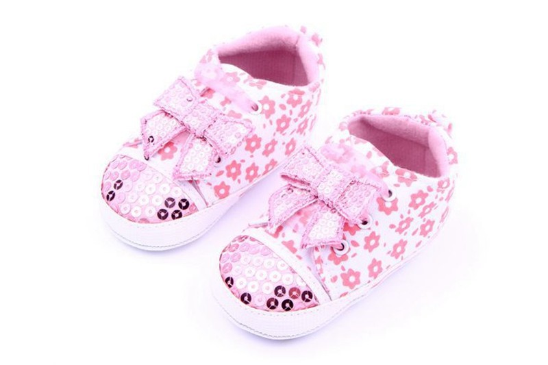 Pink Floral Butterfly-Knot Baby Moccasins Sapatinhos De Bebe Menina Girls Bling Footwear Baby Shoes Girl First Walkers Shoes 