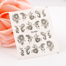 Charming Black Flower Print Nail Sticker Art Stickers Decorations Beauty Makeup Accessories Free Shipping
