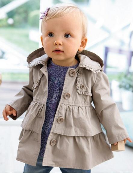 New autumn baby girl tench coat khaki long sleeve hooded windbreaker jacket kids girls tench coat children tench coats 5pcs/set