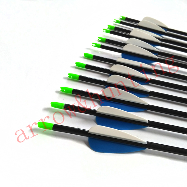 24pcs archery carbon recurve bow arrow with 4 2mm ID carbon shaft and fixed aluminum arrow