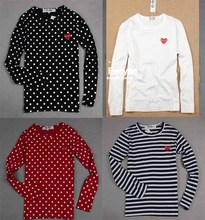 New Men women Love Play COMME Des GARCONS CDG Play long Sleeve T-shirt Tee t shirt cotton shirt plain striped dot size S M L XL