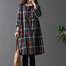 FASHION KNITTING Women’s Clothing Free Shipping NEW 2016 SPRING Dress Tartan Red Reversible Skater Dresses M -3XL Plus Size