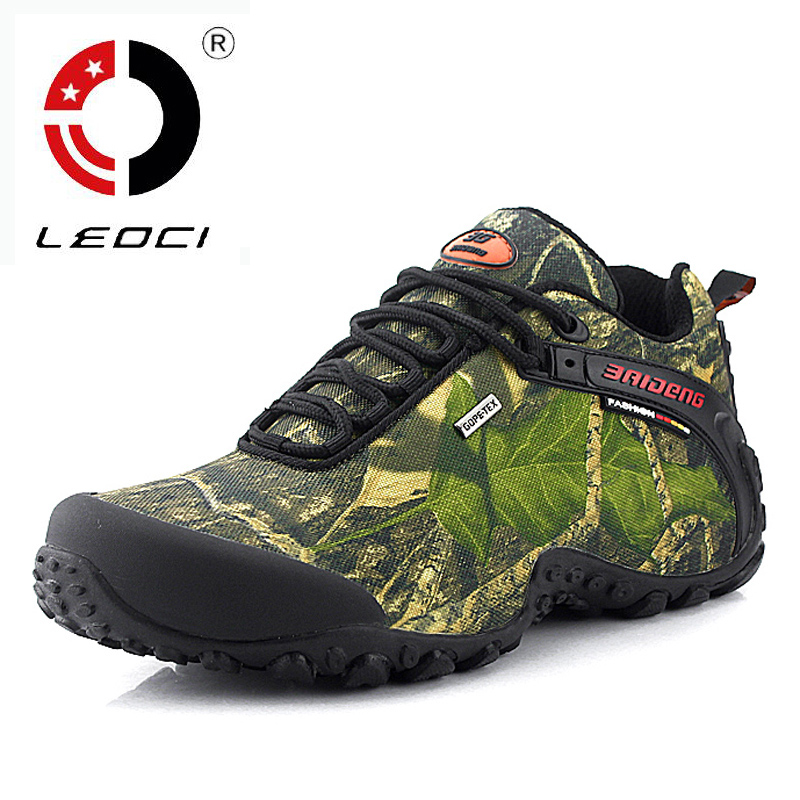 LEOCI Waterproof Hiking Shoes Men Canvas Trekking Boots Sport Outdoor Shoes Mountain Climbing Fishing Hunting Boots Size 40-45