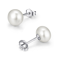 Trendy style Natural Pearl Stud Earrings Women Fine Jewelry Hot Selling Earrings 925 Sterling Silver Freshwater Pearl Earrings
