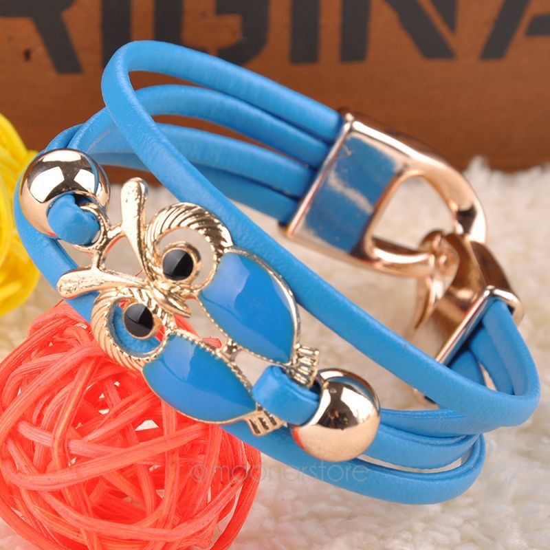 Owl Cuff Bracelet Hand Braided Chain (2)