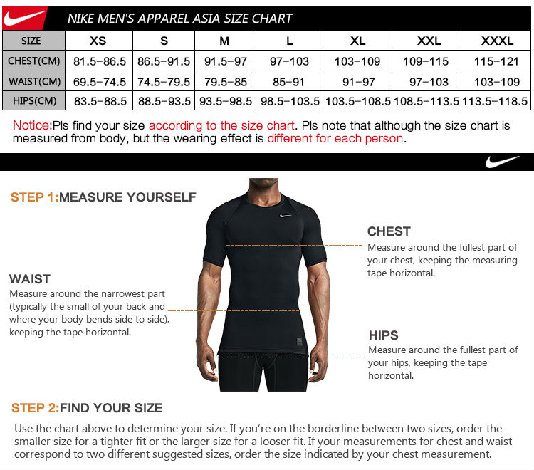 Nike Mens Shirt Size Chart