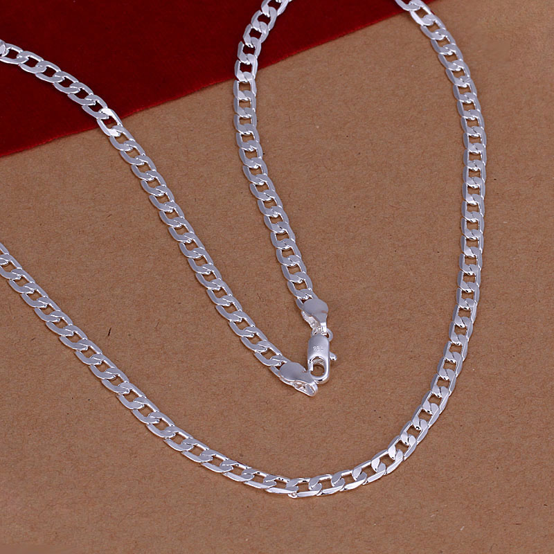 Free Shipping 925 Sterling Silver Necklace Fine Fashion Cute 4mm Silver Jewelry Necklace Chains Pendant Top