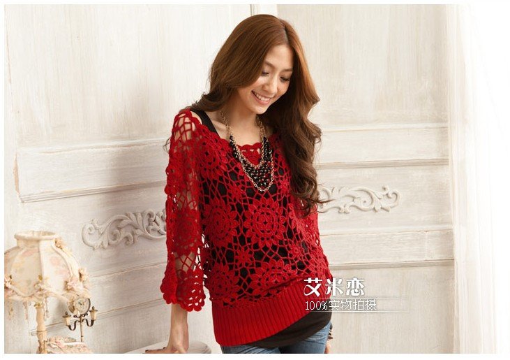 Free shipping Plus Size Women Hand Crocheted Batwing ...