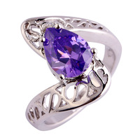 Wholesale Fashion Water-Drop Pear Cut Amethyst White Sapphire 925 Silver Ring Size 6 7 8 9 JEWELRY Unisex Rings Free Shipping