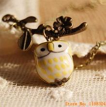 Lovely Ceramic Twig Owl necklaces pendants for Women 2015 Handmade colar vintage Jewelry Girl Accessories 