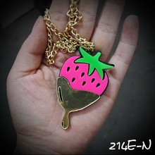 214E N Acrylic laser jewlery so cute Funny Fruit Creative Strawberry necklace