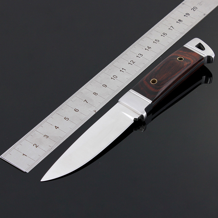 Hot,  fixed camping survival knife 58HRC hunting knife outdoor tools steel+color wood handle best gift