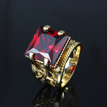 Big imitation ruby rings fine jewelry gold plated bague femme joias for women anel de ouro