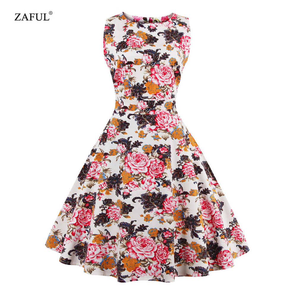 ZAFUL Plus size Summer Women Dress Audrey hepbum 50s Vintage Floral Print robe Retro Elegant Party Dress Feminino Vestidos (22)