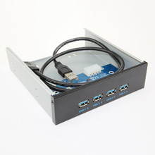 4 Ports USB 3.0 Hub + Front Panel 19pin USB header to 4 USB3.0 Adapter Placed 3.5″ Floppy Bay Combo Drive Bracket Mounting
