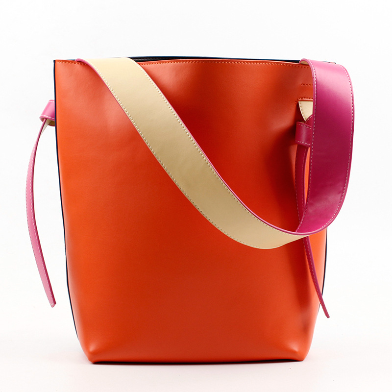 Фотография 2016 Panelled Open Bucket Genuine Leather Bags Handbags Women Famous Brands Luxury Design Women Messenger Bags
