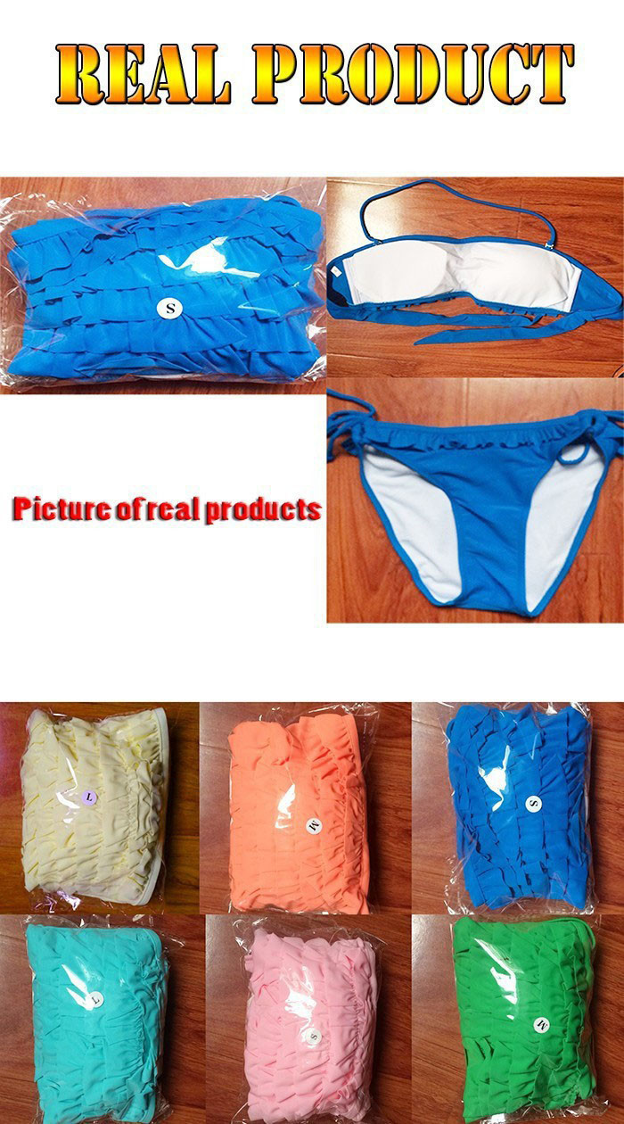 New 2015 Swimsuit Padded Fringe Strapless swimwear Dolly Bikini Swimwear Bathing Suit bikinis set (13)