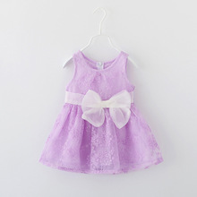 Hot 2016 Summer Baby Girls Embroidery Dresses O-neck Sleeveless Bow Dress High Quality Girl’s Pleated Dress Kids Girls Vestidos