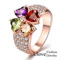 Rainbow Fashion New Multicolor Rose Gold Plated RING FINGER ON THE WHOLE Crystal Jewelry Party Aneis