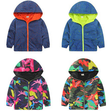 Hooded Boys Jackets Sport Camo Coats For Baby Boys Outerwears 1-8Y Children’s Jackets Autumn Fluorescent Outdoor Windbreak SC142