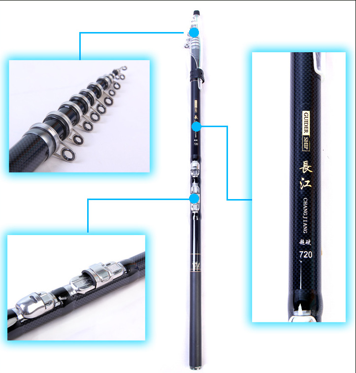 7.2m Fishing Rods Carbon Telescopic Rods Spinning Fishing Tackle 6.3M 5.4M 4.5M 3.6M