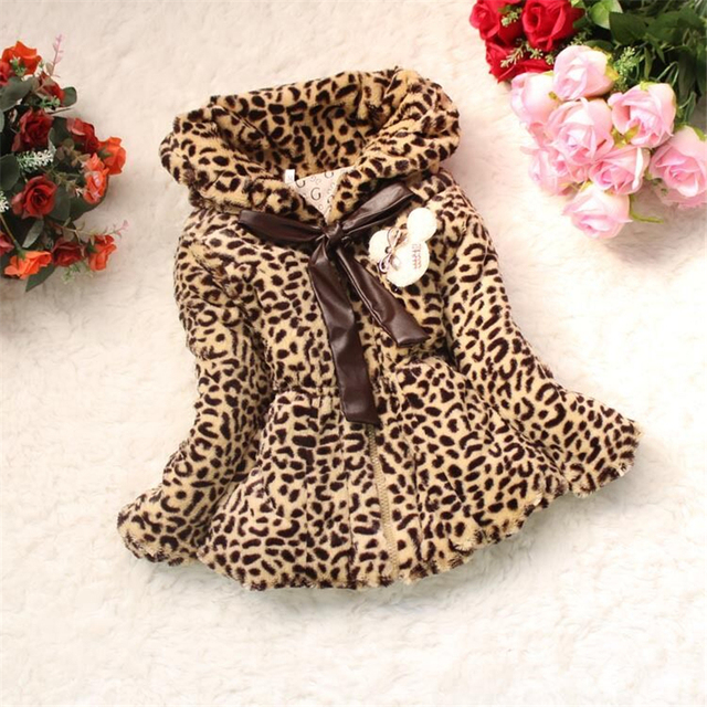 Детские Минни Маус Брошь Leopard Искусственного Меха Пальто + Сумки Зима Девочка Теплый Хлопок Куртки Дети Бархат Сгустите Одежда пиджаки