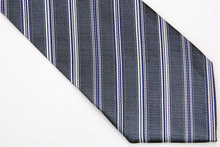 NT0444 Neo Gray Blue Strieped Ties Jacquard Woven Smooth Classic Silk Polyester Man s Casual Necktie