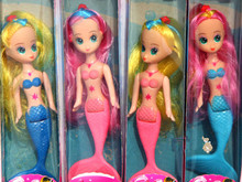 4 unids/lote niños Little Fish Girls regalo de cumpleaños día del niño de regalo con paquete de la caja linda princesa sirena muñeca juguetes para niños