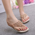 Korean Wedged Sandals Rhinestone 2015 New Summer Flip Flops Casual Thong Sandals Women