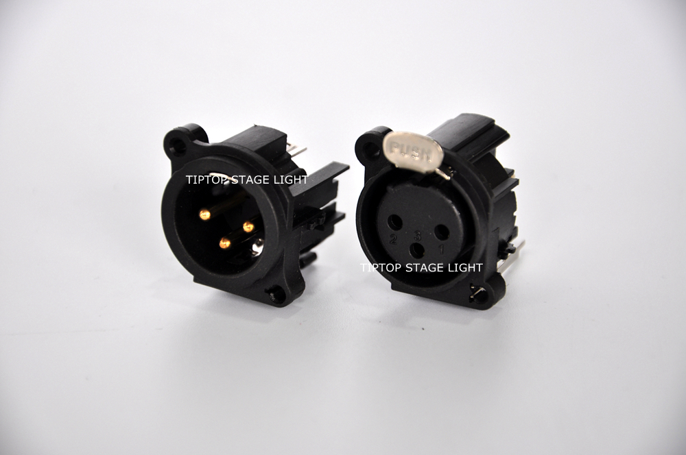 TP C05 Plastic Case 3 Pin DMX 512 Daisy Chain Socket Gold Plate Male 3