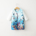 2016 kimocat fashion designer children girls slim dress suit sleeve jacquard Butterfly coat and dress suit